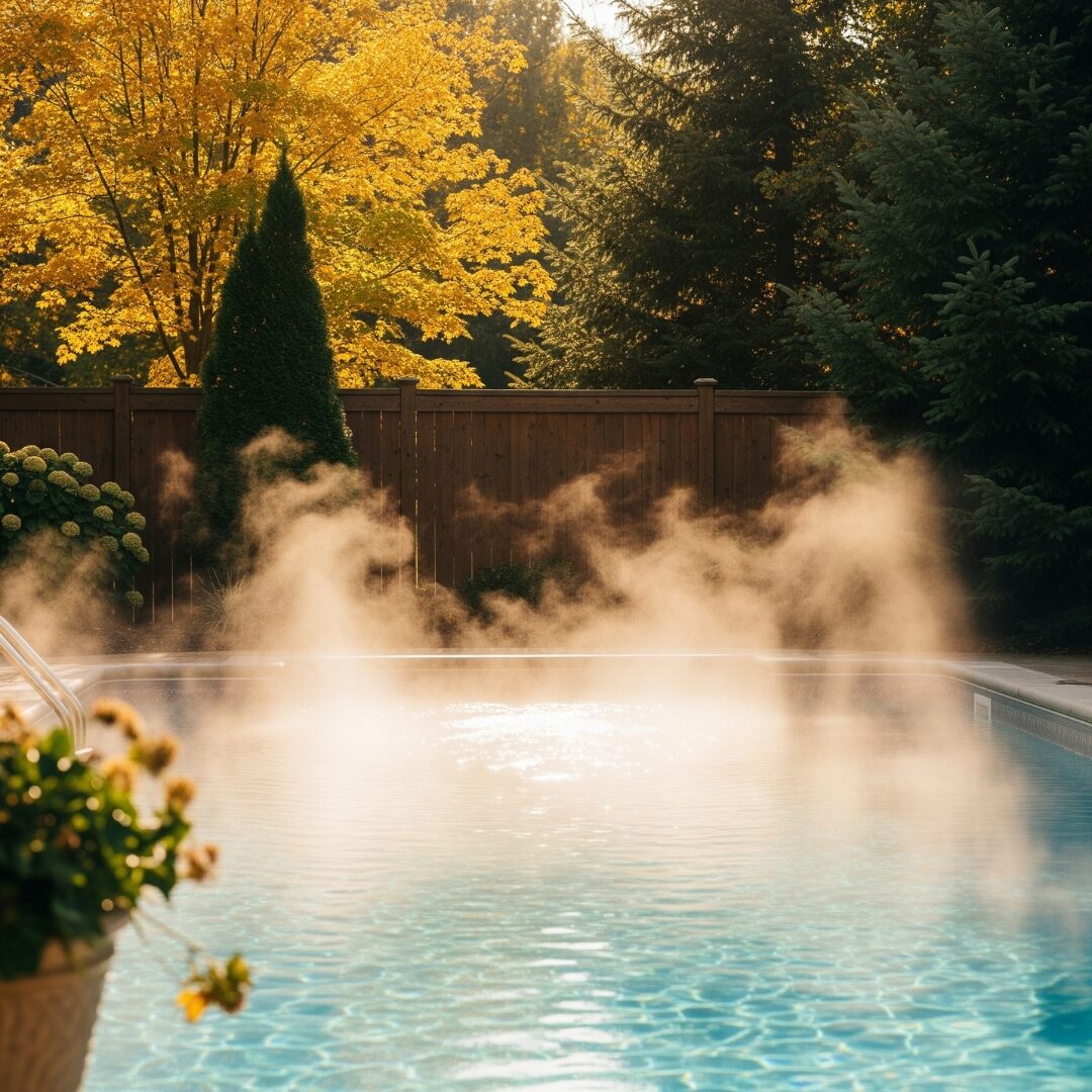 Steam rising from a pool