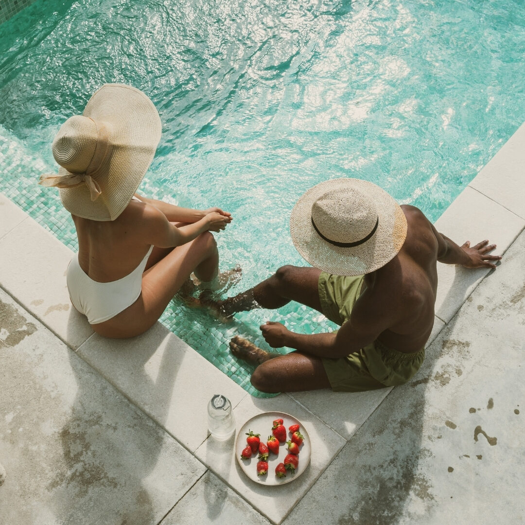 couple sitting in plunge pool